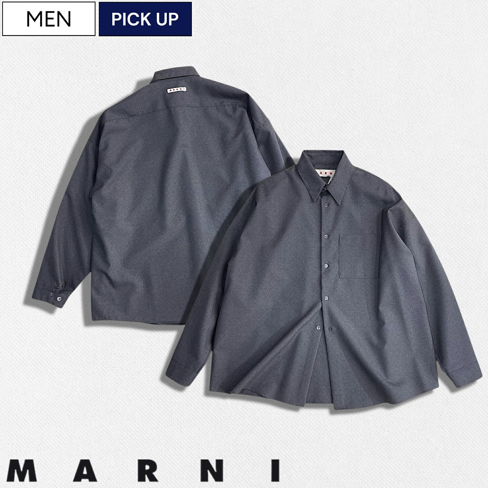 【定価107,800円(税込)】MARNI -マルニ- 上品さと計算され尽くしたパターンメイクが生み出す美しいシルエットが特徴の レギュラーカラーシャツ シャツ...