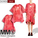 【定価55,000円(税込)】 MM6 Maison Margiela エムエムシックス メゾンマルジェラ タイダイ染めの気分が明るくなるカラーリング、上からも下からも？Tシャツがドッキングしたワンピース　ホワイトステッチ レッド S62CT0202　イタリア製 XS S M L XL レディース