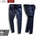 【定価36,300円(税込)】PREMIUM MOOD DENIM SUPERIOR-プレミアムムードデニムスペリオール- P.M.D.S. カルビコ社の ハイパーストレッチナイロンを用いたコンビネーションパンツ ドッキング ジャージ リラックス ネイビー セットアップ 31059041 伊製 PMDS メンズ pm01 j5