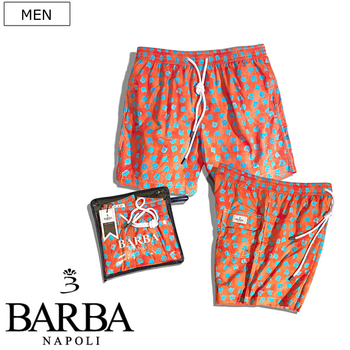 【定価25,850円(税込)】BARBA -バルバ- シャツ作りのハンドワークやカッティング技術をもとに製作されたラグジュアリーなのにリラックス!履き心地抜群インナーメッシュ付きラグジュアリースイムウェア!ショーツ ハーフパンツ 短パン 水着 海パン 48778622 メンズ