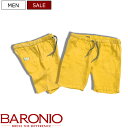 【定価19,800円(税込)】BARONIO バローニオ / バローニョ リゾート感たっぷりな佇まいと鮮やかなカラーリングで気分も上がる♪ 美長効果の高いリネンショーツ リラックス ショートパンツ イエロー Summe Tune XS S M L XL XXL XXXL 60172010C イタリア製 メンズ