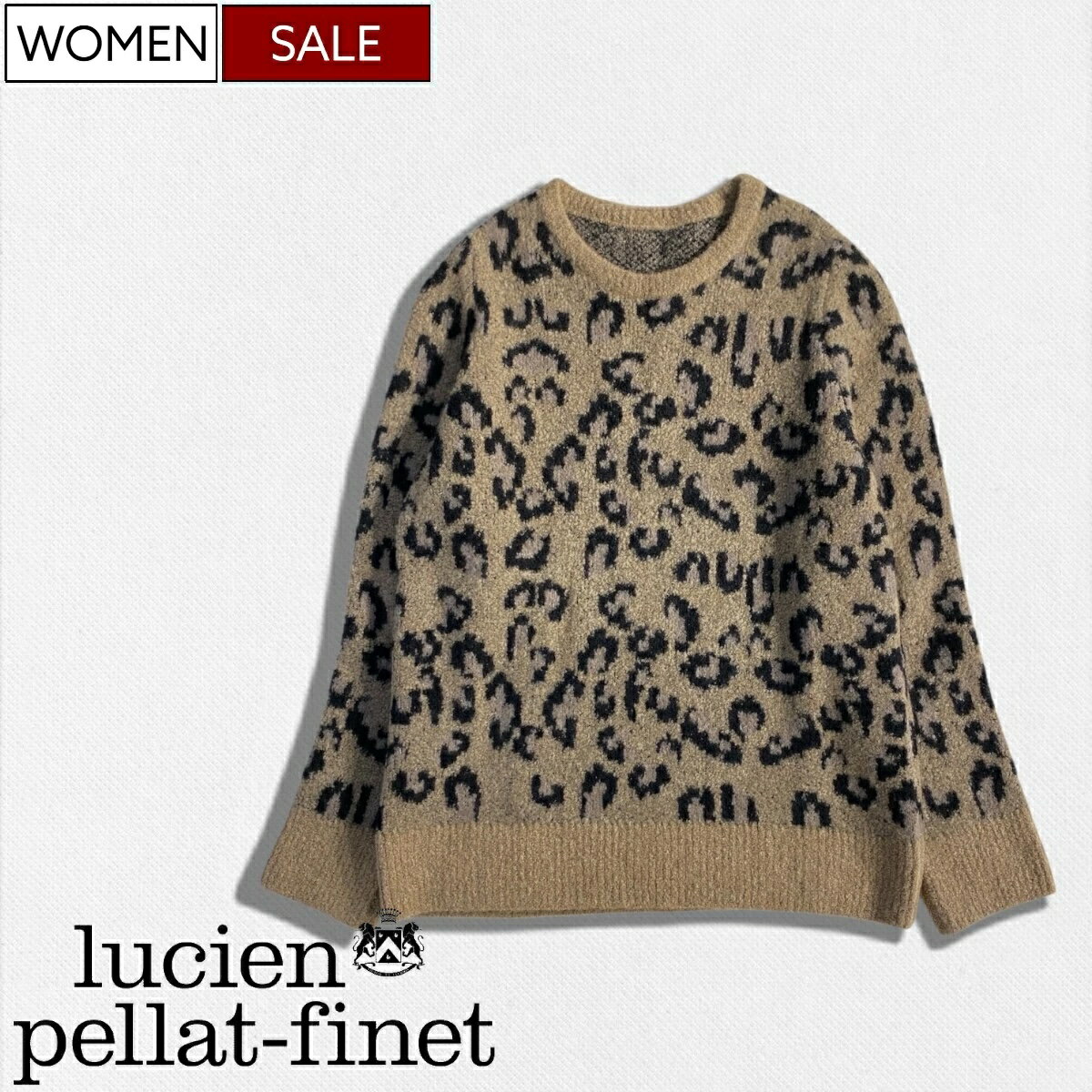 とろける様な柔らかな着心地が魅力的なシルク混カシミアレオパード柄クルーネックニット