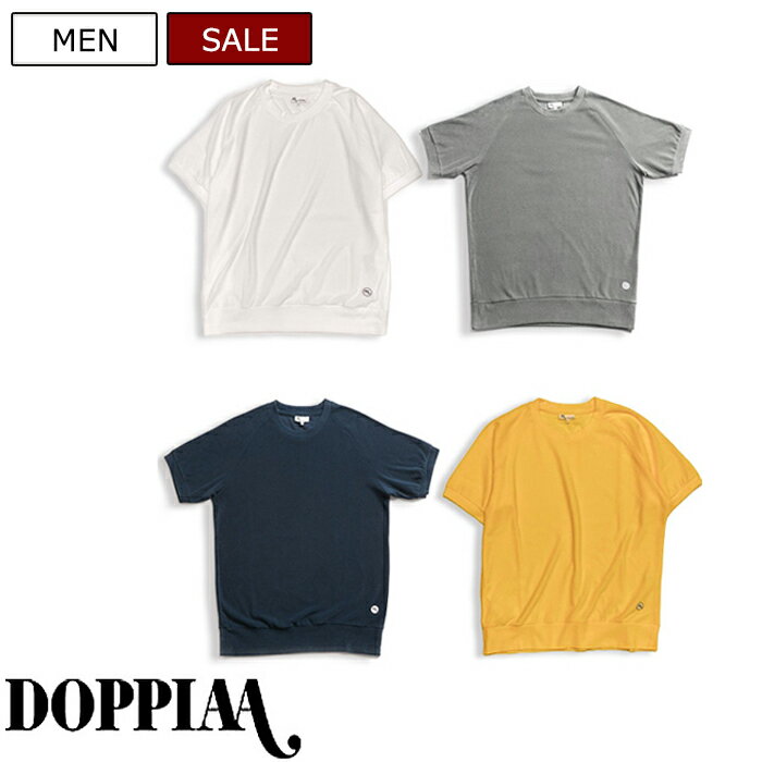 【定価24,200円(税込)】DOPPIAA　-ドッピア アー-　　華やかなカラーリングと遊びココロ溢れるパイル地デザインで海辺の上品なスタイルを演出するクルーネックパイル地Tシャツ　タオル地　Tシャツ　セーター　36405　XS S M L XL　イタリア製　メンズ