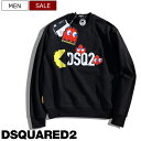 【定価74,800円(税込)】DSQUARED2 ディースクエアード PacManコラボ ユーモア溢れる1着♪ キャッチーなイラストが描かれた パックマンデザインクルーネックスウェットトレーナー スウェット ドットキャラ ロゴ 長袖 裏起毛 S71GU0638 ブラック メンズ 伊製 COOL FIT la1