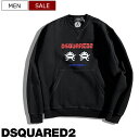 DSQUARED2 ディースクエアード どこかレトロな雰囲気を纏ったドットキャラTWINSがヌケ感を演出！ドットキャラデザインクルーネックスウェットトレーナー スウェット マフポケット ツインズ ロゴ 長袖 裏起毛 S74GU0730 ブラック メンズ 伊製 COOL FIT