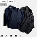 【定価86,900円(税込)】MARNI -マルニ- 上品さと計算され尽くしたパターンメイクが生み出す美しいシルエットが特徴の レギュラーカラーシャツ シャツジャケット トロピカルウール オーバーフィット ブラック ネイビー CUMU006 44 46 48 50 52 セットアップ メンズ 0901