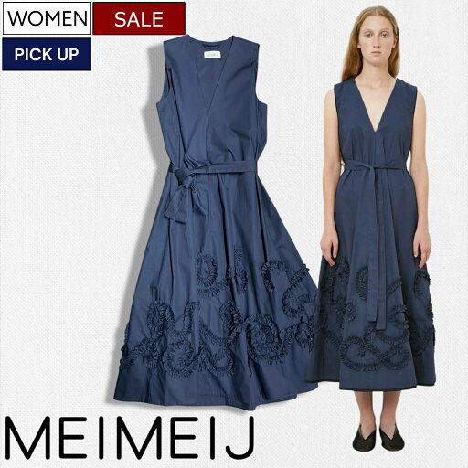 【定価88,000円(税込)】MEIMEIJ メイメイジェー シンプルながらも洗練された大人のフェミニンさ漂うリラクシーで女性らしい1着!ウエストロープ付ノースリーブVネックワンピース Aライン ギャザー フレア ネイビー 32518008 レディース イタリア製 メイメイジェイ 【定価88,000円(税込)】MEIMEIJ メイメイジェー シンプルながらも洗練された大人のフェミニンさ漂うリラクシーで女性らしい1着!ウエストロープ付ノースリーブVネックワンピース Aライン ギャザー フレア ネイビー 32518008 レディース イタリア製 メイメイジェイ