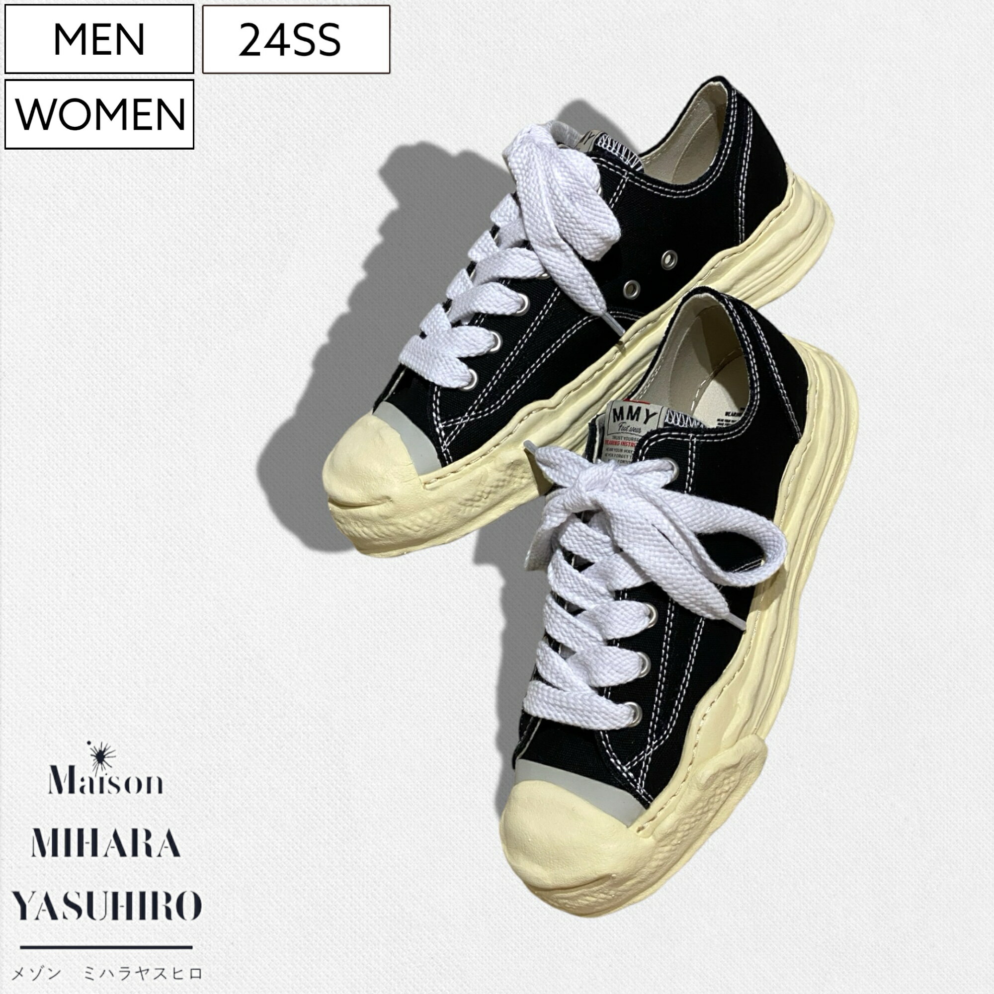 Maison MIHARA YASUHIRO - メゾン ミハラヤスヒロ - デザイナー自身が粘土で型取ったオリジナルソールを使用！キャンパスローカットスニーカー シューズ 靴 ヴィンテージ OG Sole Canvas Low-top Sneaker HANK ハンク A09FW734 ブラック
