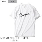 【定価10,120円(税込)】MIAMI BEACH HOTEL 1955 -マイアミ ビーチ ホテル- 　肉厚でトロミ感のある着心地が堪らないプレミアムライン！ノンウォッシュデニムなどと相性の良いヨーロピアンな"Chanpagne-シャンパン-"ロゴ クルーネックTシャツ　1303　1 2 3 4