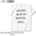 【定価12,100円(税込)】MIAMI BEACH HOTEL 1955 -マイアミ ビーチ ホテル- 　スウェット生地のように地厚な生地が特徴なヘヴィーウェイトライン！アメカジアイテムとも相性が抜群なブランドロゴ入り クルーネックTシャツ　ホワイト　1204　1 2 3 4