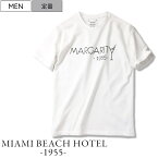 【定価12,100円(税込)】MIAMI BEACH HOTEL 1955 -マイアミ ビーチ ホテル-スウェット生地のように地厚な生地が特徴なヘヴィーウェイトライン！アメカジアイテムとも相性が抜群な"MARGARIT"ロゴ クルーネックTシャツ　ホワイト　プリント　1205