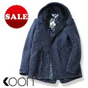 【定価53,900円(税込)】Koon クーン 素材使いと色、柄使いのセンスが光る!高いデザイン性と上質素材が生み出す暖かな着心地が魅力的!ウール混プードルコート ロングコート BOB ボブ 92010002 ブルー 44 46 48 50 52 54 56 メンズ イタリア製