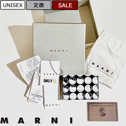 ブランド革財布（メンズ） 【定価50,600円(税込)】MARNI × SMILEY -マルニ×スマイリー- 　コンパクトなサイズ感が大人好み♪スマイリーデザインで大人の余裕を醸す3つ折りレザーウォレット　財布　コラボ　ブラック　0004U0 イタリア製　メンズ 1133