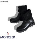 【定価52,800円(税込)】MONCLER モンクレール 最上級のエレガンス！雨の日でも大人の足元をラグジュアリーに演出する！ブランドアイコンワッペン付きニットデザインレインブーツ Ginette アンクルブーツ マウンテンブーツ 防水 長靴 ブラック H209B4G0007001623 レディース