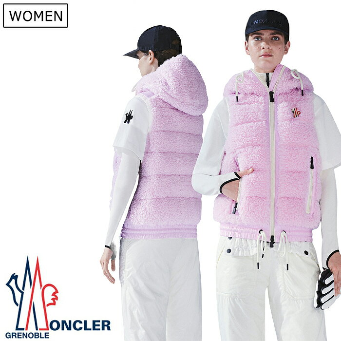 【定価118,800円(税込)】MONCLER GRENOBLE モンクレール グルノーブル ふわふわのプードルボアが目を惹くダウンベスト フーディダウン ダウンジャケット ジレ ベスト ピンク XXS XS S M L XL XXL 国内正規品/モンクレールジャパン　レディース　メンズ　ユニセックス