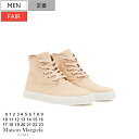 【定価73,700円(税込)】Maison Margiela メゾン マルジェラ ホワイトステッチが特徴的なマルジェラらしい1足!キャンバス地を使ったカレンダータグ付きハイカットスニーカー アーモンドトゥ シューズ 靴 Replica サンドベージュ S57WS0412 メンズ イタリア製(4)