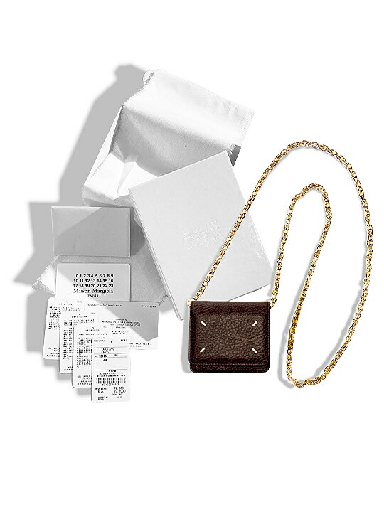 【定価104,500円(税込)】Maison Margiela　メゾン マルジェラ　洗練されたシンプルデザイン！チェーンミニウォレット　バッグ ボディバック バッグ 鞄 カバン 財布 グレインレザー ウォルナットブラウン T2186 ショルダー マルタン イタリア製 S56UI0148 ユニセックス