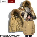 【定価72,600円(税込)】FREEDOMDAY フリーダムデイ 実用性と遊びを兼備！脱いだときにも洒落感漂う美しいフォトプリントが魅力的な ファー付きダウンジャケット フーディコート NEW CAMPIGLIO ダブルジップ ファー ベージュ 074421600 XS S M L XL XXL XXXL メンズ