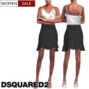 【定価91,300円(税込)】DSQUARED2 ディースクエアード 大人の上品な佇まいを演出!色香漂わすフリル付きミニスカート ショート丈 ロゴ リボン 牛革...