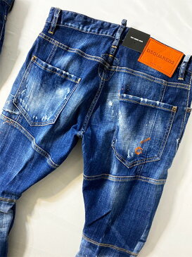 【定価102,300円(税込)】DSQUARED2　ディースクエアード　計算されたダメージ加工！オレンジのスポットペンキが光る今シーズンを代表する1本！テーパードデニムパンツ《TIDY BIKER JEAN -タイディバイカー/テディバイカー-》S74LB0730　イタリア製　メンズ