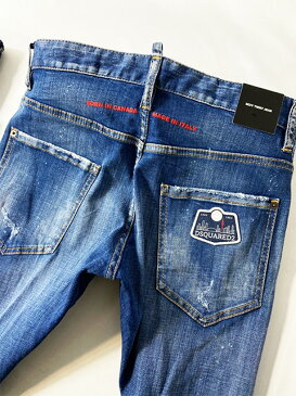 【定価79,200円(税込)】DSQUARED2 ディースクエアード 無骨なダメージ加工と美しいシルエット!CNタワーワッペンが新しい!リペア&クラッシュ加工テーパードデニムパンツ《SEXY TWIST JEAN -セクシーツイスト-》S74LB0669 イタリア製 メンズ