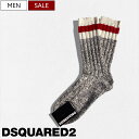 【定価18,040円(税込)】DSQUARED2 ディースクエアード スニーカーやブーツと好相性!ホワイト&レッドのボーダーが目を惹く コットンソックス ブランドロゴ グレー S82TKDFV14 メンズ 靴下 イタリア製 マルチカラー プレセント ギフト