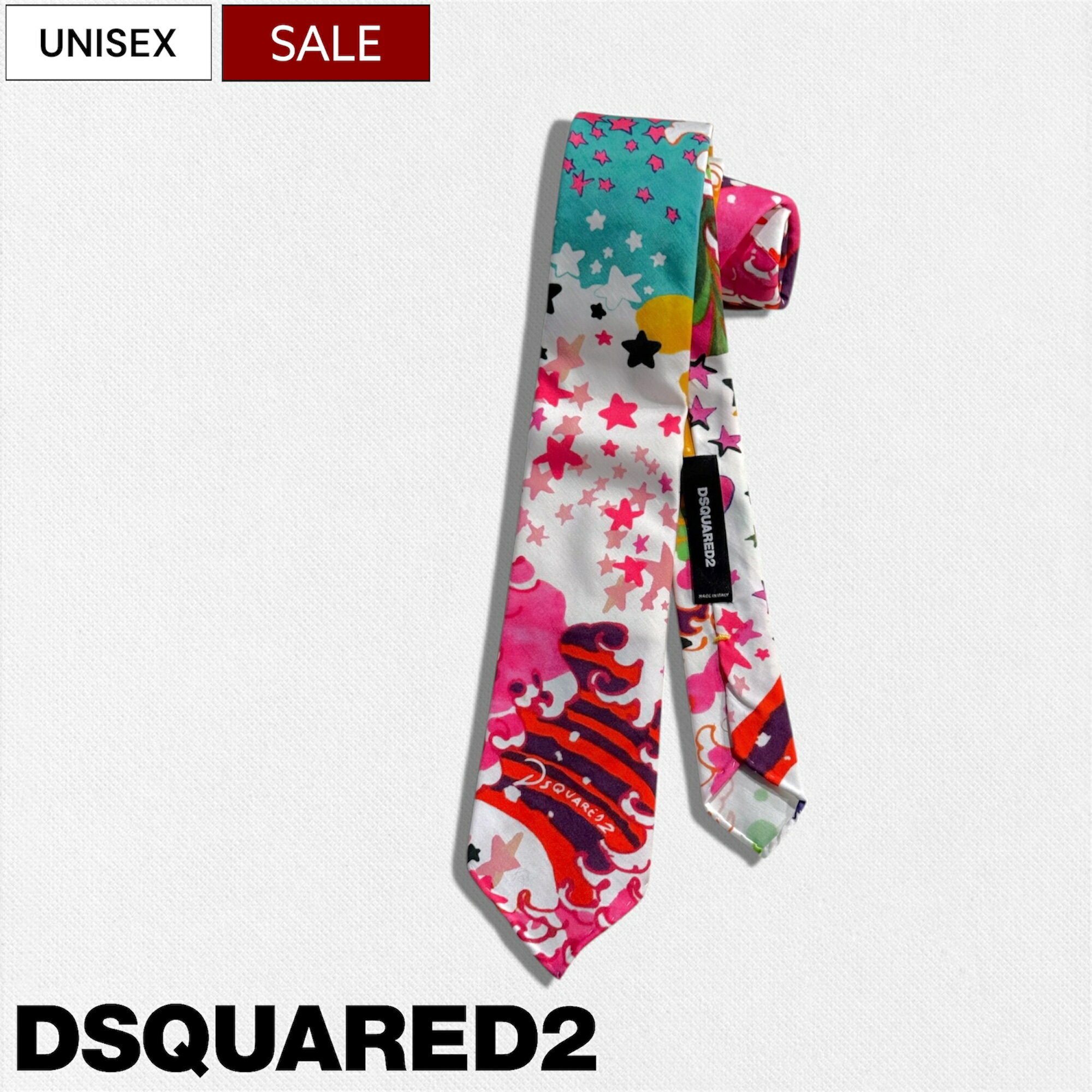 【定価34,100円(税込)】DSQUARED2 ディースクエアード 鮮やかなサイケデリックなグラフィックが目を惹く！大人の遊び心をくすぐる 総柄ネクタイ TIE S82TI0001SJ08CO7464 マルチカラー 宇宙 プレセント ギフト ユニセックス メンズ イタリア製