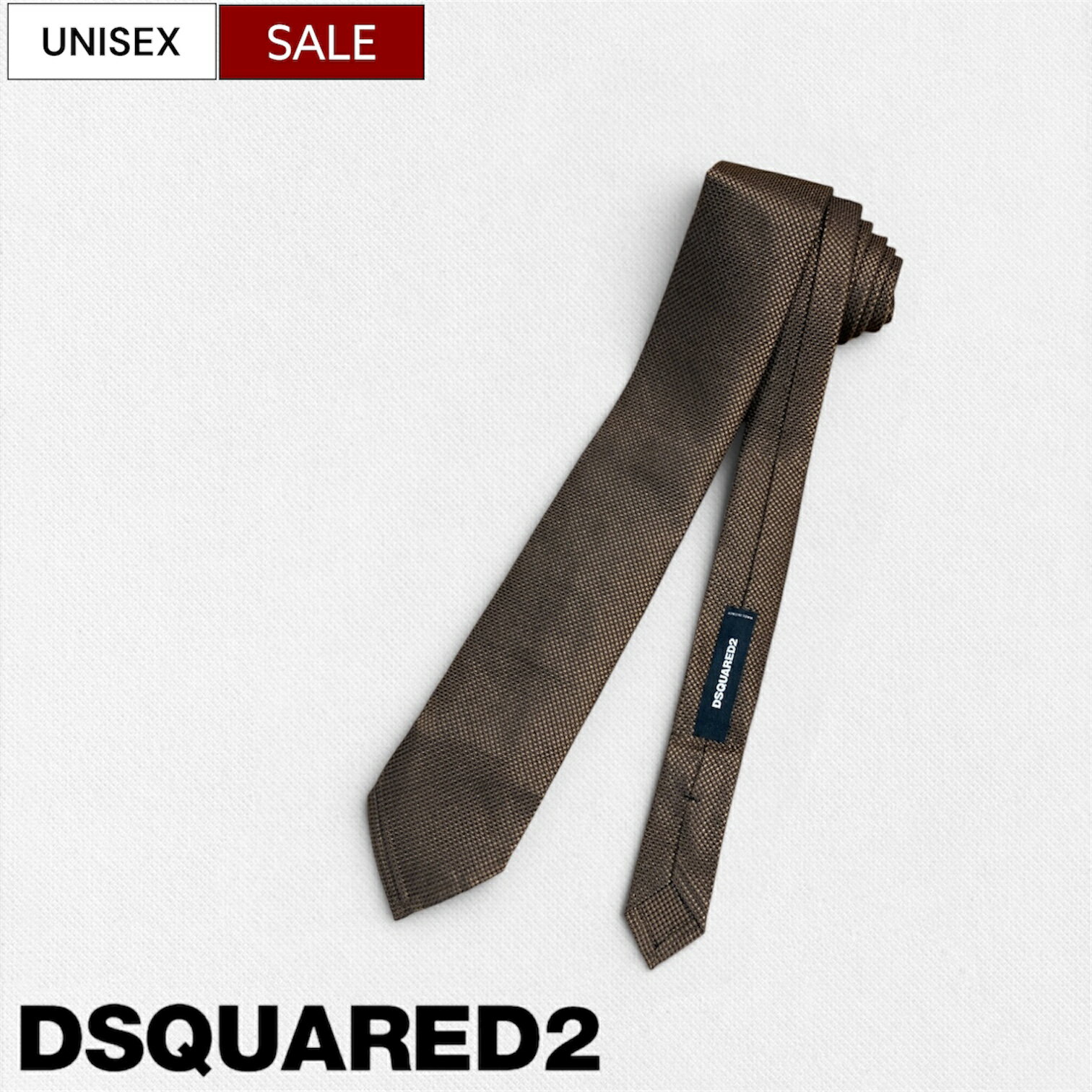 Rakuten - 【定価30,800円(税込)】DSQUARED2 ディースクエアード ラグジュアリーかつドレッシーな首元を演出する！大人の余裕を印象づける 美シルエットなシルクネクタイ メッシュ CLASSIC TIE S82TI0001SJ00SJ0342 ブラウン プレセント ギフト メンズ イタリア製