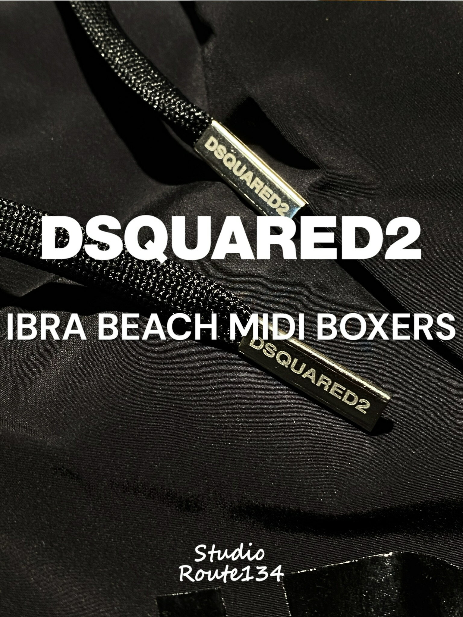 【定価47,190円(税込)】DSQUARED2×Zlatan IBRAHIMOVIC ディースクエアード×ズラタン・イブラヒモビッチ 美シルエットで魅せる一本!ロゴ入り スイムウェア スイムショーツ 水着 ショーツ BOXER MIDI ブラック S82QAD7B76J4500 イタリア製