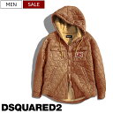 楽天Studio Route134【定価170,500円（税込）】DSQUARED2 ディースクエアード 　キルティング地とリラックスシルエットが都会的なヌケ感を演出する！ブランドロゴパッチ付き中綿入りフーディーボアキルティングジャケット オーバーフィットアウター コートブラウン フリースボア S71DM0574 メンズ