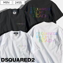 【定価50,600円(税込)】DSQUARED2 ディースクエアード 美しいカラーリングとデザインが大人のラグジュアリーカジュアルを演出する PALM BEACH ブランドロゴ入りクルーネックTシャツ ティーシャツ 半袖 S71GD1394 ホワイト 　ブラック メンズ イタリア製 Regular Fit