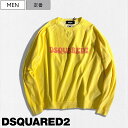 【定価80,300円(税込)】DSQUARED2 ディースクエアード 肌触りがクセになる極上パイル地を使用した ブランドロゴ入り クルーネックスウェットトレーナー パイル地トレーナー スウェット 長袖 イエロー タオル地 エイジング加工 ラグラン S71GU057 メンズ イタリア製