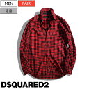 【定価97,900円(税込)】DSQUARED2 ディースクエアード サッと羽織れるベーシックアイテム！美しいシルエットとチェック柄が大人の休日を格上げするウール混チェックシャツ チェック柄 ギンガムチェック バッファロー ボタンダウン S74DM0552 レッド イタリア製 メンズ