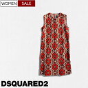 【定価104,500円(税込)】DSQUARED2 ディースクエアード 遊びココロ溢れる!大人のラグジュアリーカジュアルを演出するフラワー柄 クリンクル加工ノースリーブミニワンピース ドレス ミニスカート シワ ワッシャー S72CV0311 レッド×ベージュ イタリア製 レディース