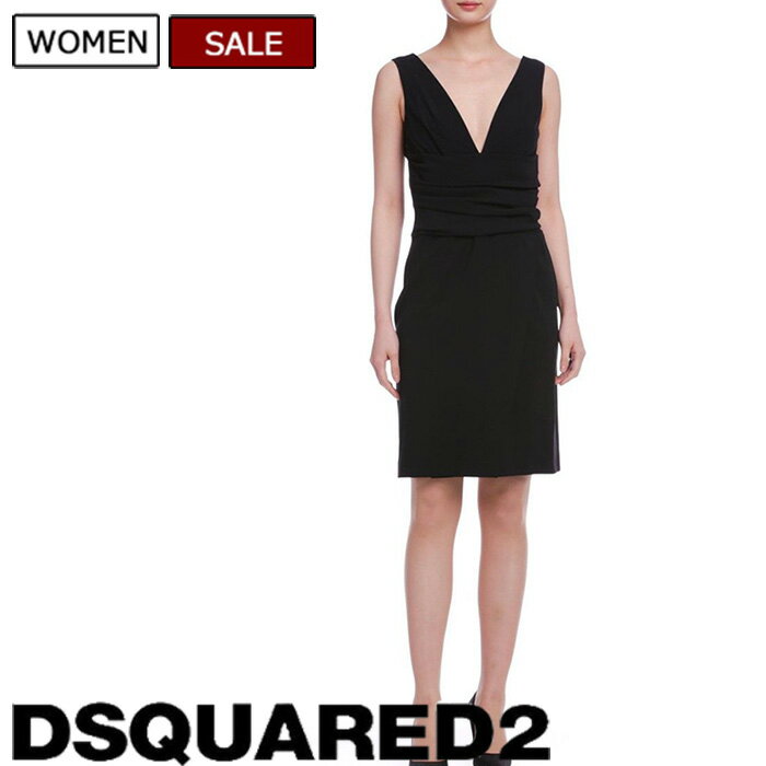 【定価133,100円(税込)】DSQUARED2　ディースクエアード 　圧倒的な存在感を発揮するシルエット！細かなコダワリが詰まったエレガントなノースリーブタイトワンピース　ドレス　ブラック　S75CU0633S　34 36 38 40 42 44 イタリア製 レディース