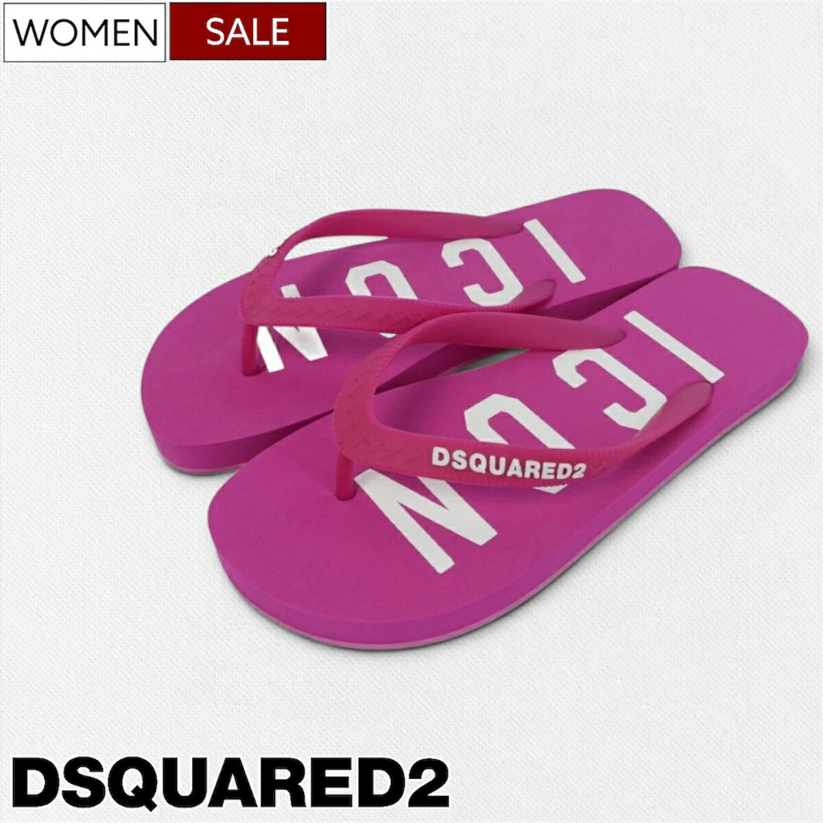 樂天商城 - 【定価23,100円(税込)】DSQUARED2 ディースクエアード 楽チンな履き心地とDSQUARED2らしい遊び心をプラスした一足！ICON＆ブランドロゴ入り ビーチサンダル ブランドロゴ S83FF0001 ピンク ビーチサンダル 定番 ラグスポ レディース