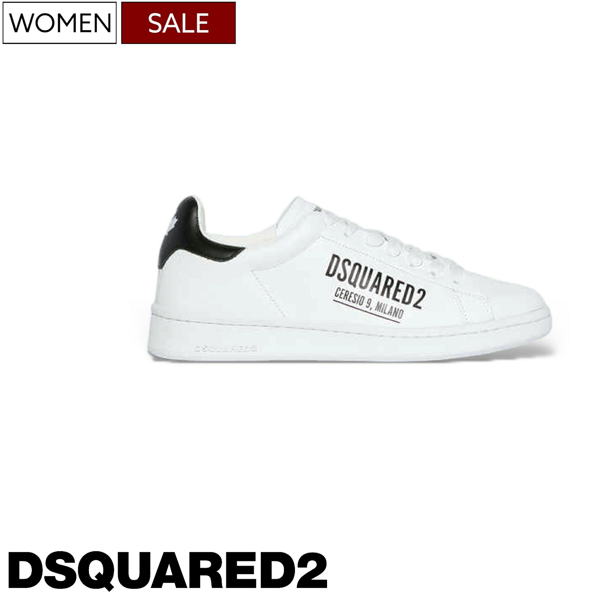 【定価88,000円(税込)】DSQUARED2 ディースクエアード 　ラグジュアリーなホワイトレザーが足元から差をつけてくれる！ブランドロゴ入りオールレザースニーカー 牛革 靴 シューズ スリッポン S83SN0135 BOXER ホワイト 白 イタリア製 レディース