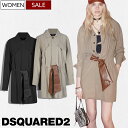 【定価257,400円(税込)】DSQUARED2 ディースクエアード 大人のラグジュアリーカジュアルを演出する!サラリとした生地感でヌケ感も抜群!フライフロント ロングスリーブ シャツワンピース ドレス ミニ丈 長袖 S75CV0678S78238 ベージュ ブラック イタリア製 レディース