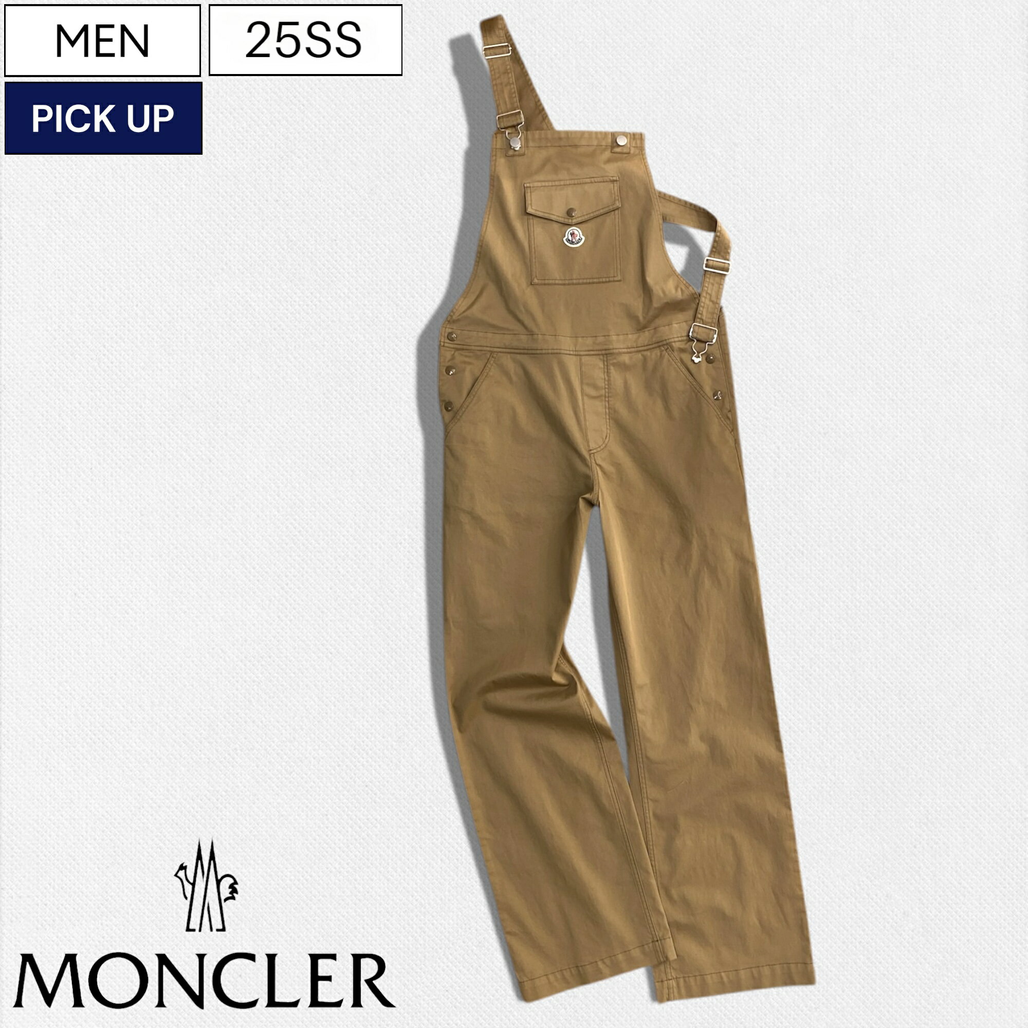 【定価155,100円(税込)】MONCLER モンクレール キャッチーなアイコンワッペンとタフな生地感で魅せるワッペン付きチノサロペット オーバーオール つなぎ トップス ノースリーブ パンツ ロゴ TUTA 国内正規品/モンクレール K10912G0000157448 ベージュ メンズ