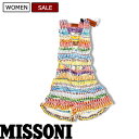 【定価95,700円(税込)】MISSONI ミッソーニ 　大人の色香漂わすシルエットと透け感溢れる生地感、日差しに映えるカラーリングが夏にピッタリ！ マルチカラーロンパース　オールインワン　ショート丈　81860001　 マルチカラー イタリア製 36 38 40 42　レディース