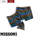 【定価57,200円(税込)】MISSONI　ミッソーニ らしさ溢れる大人の遊び心擽る保存袋付き幾何学模様柄スイムウエア！サーフパンツ インナーメッシュサポーター付き 水着 短パン ショーツ　幾何学柄　ベルクロ　マルチカラー　27089001 XS S M L XL XXL　イタリア製 メンズ