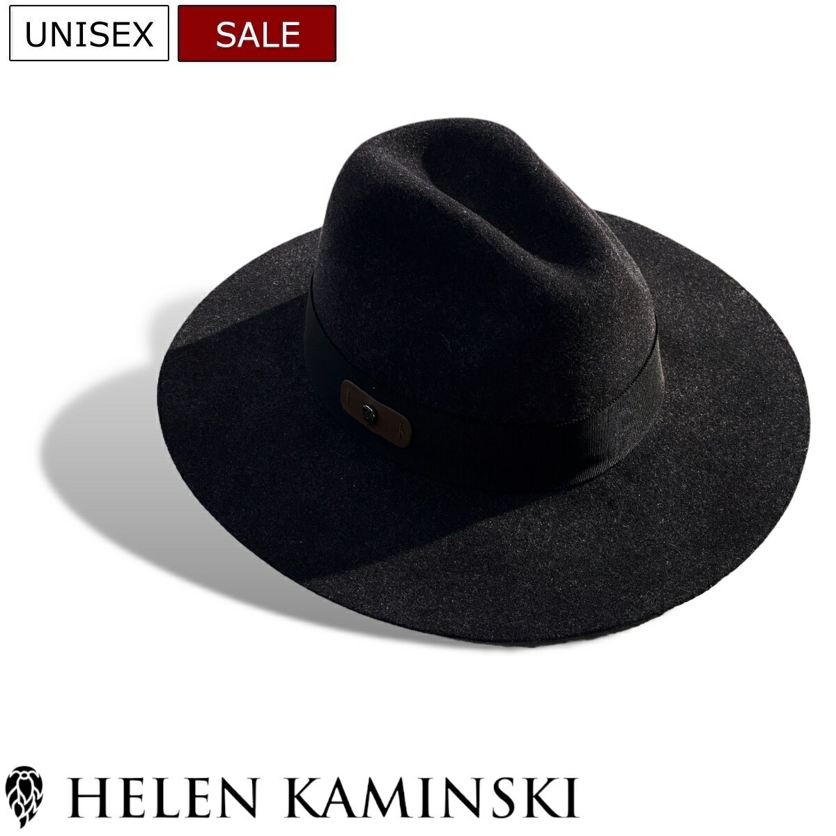 Helen Kaminski -ヘレンカミンスキー- 伝統的なハンドクラフトにモダンなデザインと革新を組み合わせた高品質のメリノウール繊維を使用したフェドーラハット フェルトハット 中折れ帽 帽子 ブラック ユニセックス メンズ レディース
