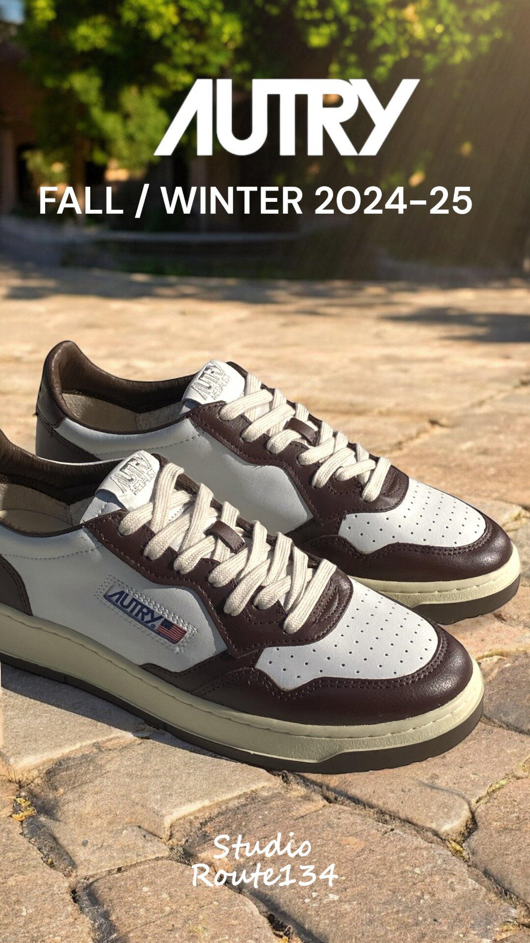 【定価35,200円(税込)】AUTRY-オートリー- 定番アイコンモデルをアップグレードしたラグジュアリーで上品な1足！肉厚なEVA素材のインソール＆パイル素材で快適な レザースニーカー【MADALST-メダリスト-】 星条旗 靴 シューズ ホワイト×ブラウン レディース SAULWWB