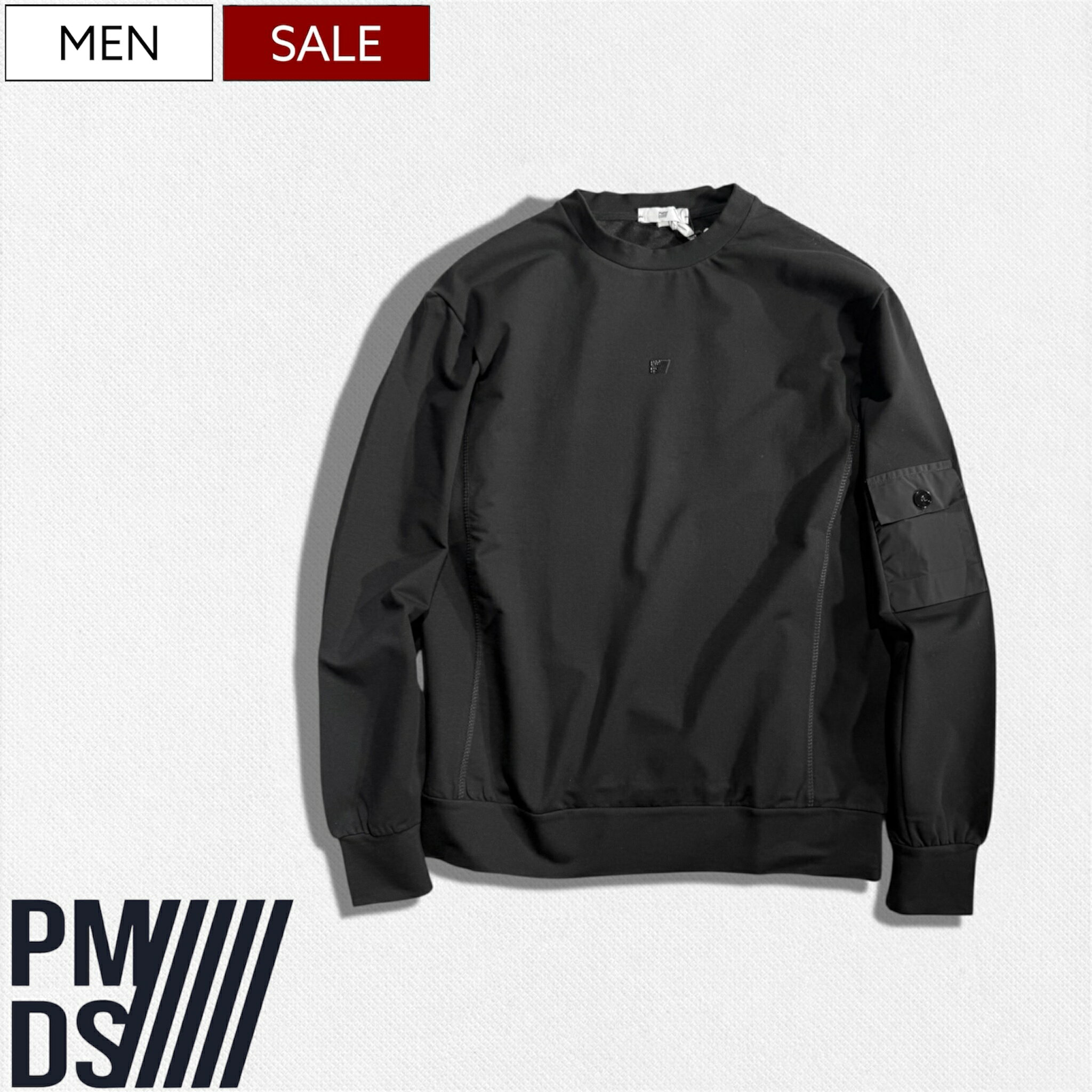 樂天商城 - 【定価36,300円(税込)】PREMIUM MOOD DENIM SUPERIOR- プレミアムムードデニムスペリオール- PMDS ディテールで差別化！ロゴ クルーネック ロングスリーブTシャツ アームポケット ロンT ロンティ スウェット トレーナー 長袖 AURA 510591404106 P.M.D.S. メンズ イタリア製