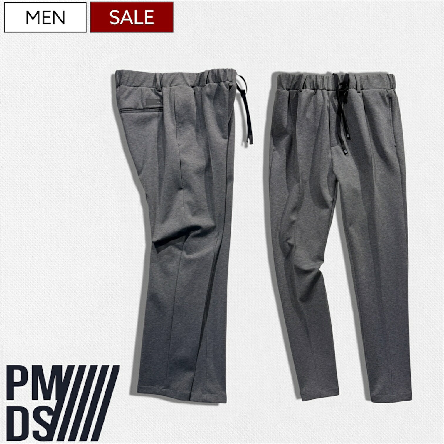樂天商城 - 【定価42,900円(税込)】PREMIUM MOOD DENIM SUPERIOR- プレミアムムードデニムスペリオール- P.M.D.S. ベーシックかつ穿きやすい！永久クリース仕様 リラクシーパンツ イージーパンツ ハイパーストレッチ ジョガーパンツ ASAD グレー 520591264026 PMDS 伊製 メンズ