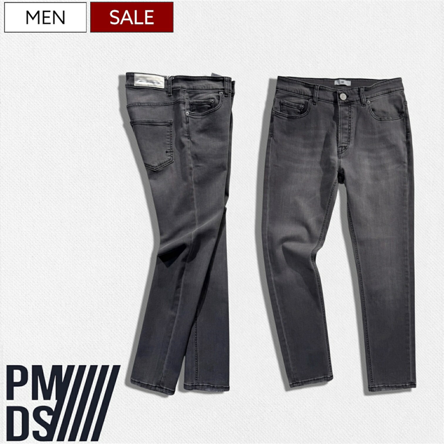 Rakuten - 【定価36,300円(税込)】PMDS ピーエムディーエス PREMIUM MOOD DENIM SUPERIOR こなれ感醸すルックスが大人の余裕を演出！クラッシュ加工テーパードデニムパンツ ジーンズ ストレッチ メンズ ウォッシュ グレー P.M.D.S. GERARD 520591294125 イタリア製
