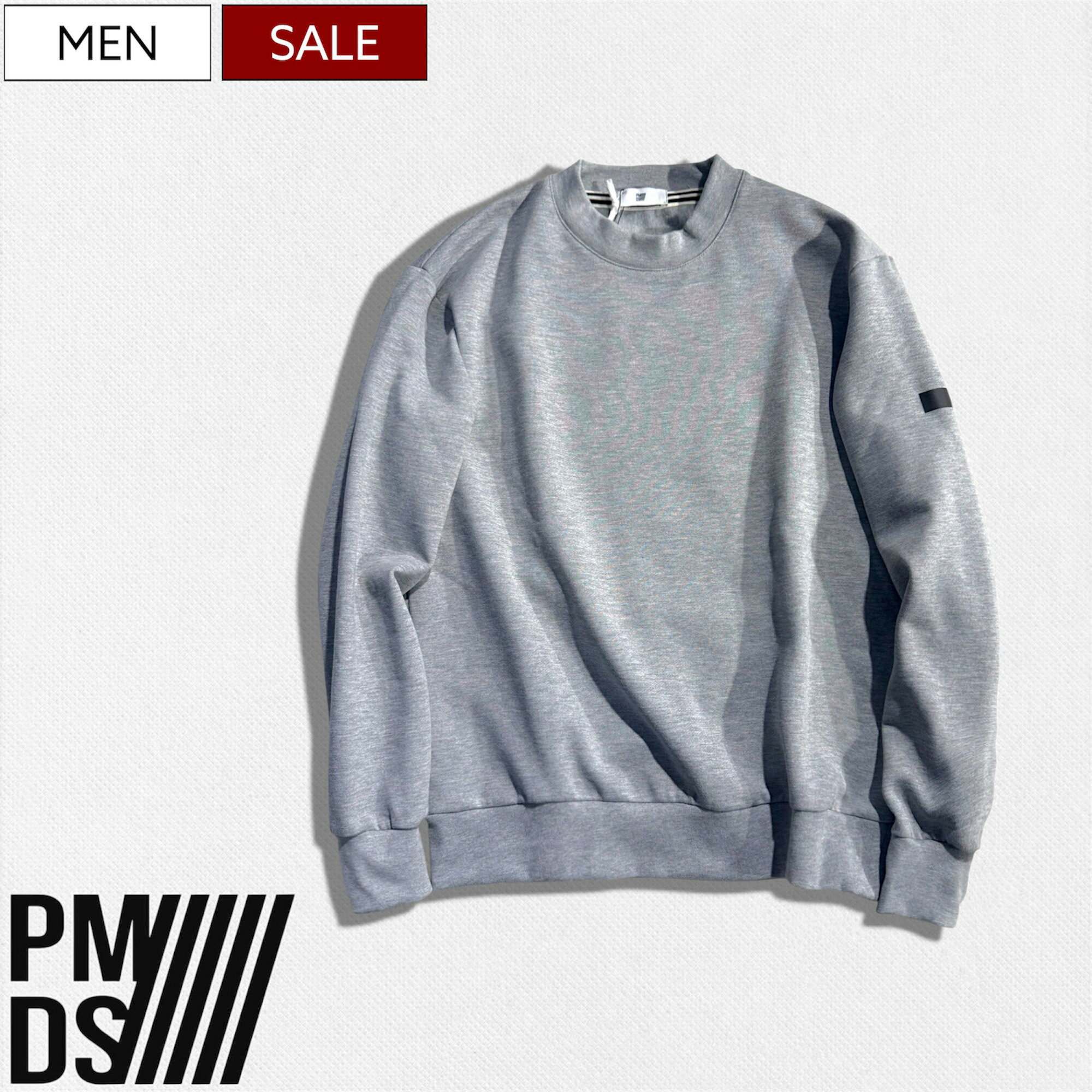 Rakuten - 【定価31,900円(税込)】PREMIUM MOOD DENIM SUPERIOR -PMDS-ピーエムディーエス 休日スタイルを格上げする1着！バックスタイルで魅せる上質なロゴスウェットトレーナー アップリケ クルーネック 裏起毛 グレー 520591404099 イタリア製 P.M.D.S.メンズ