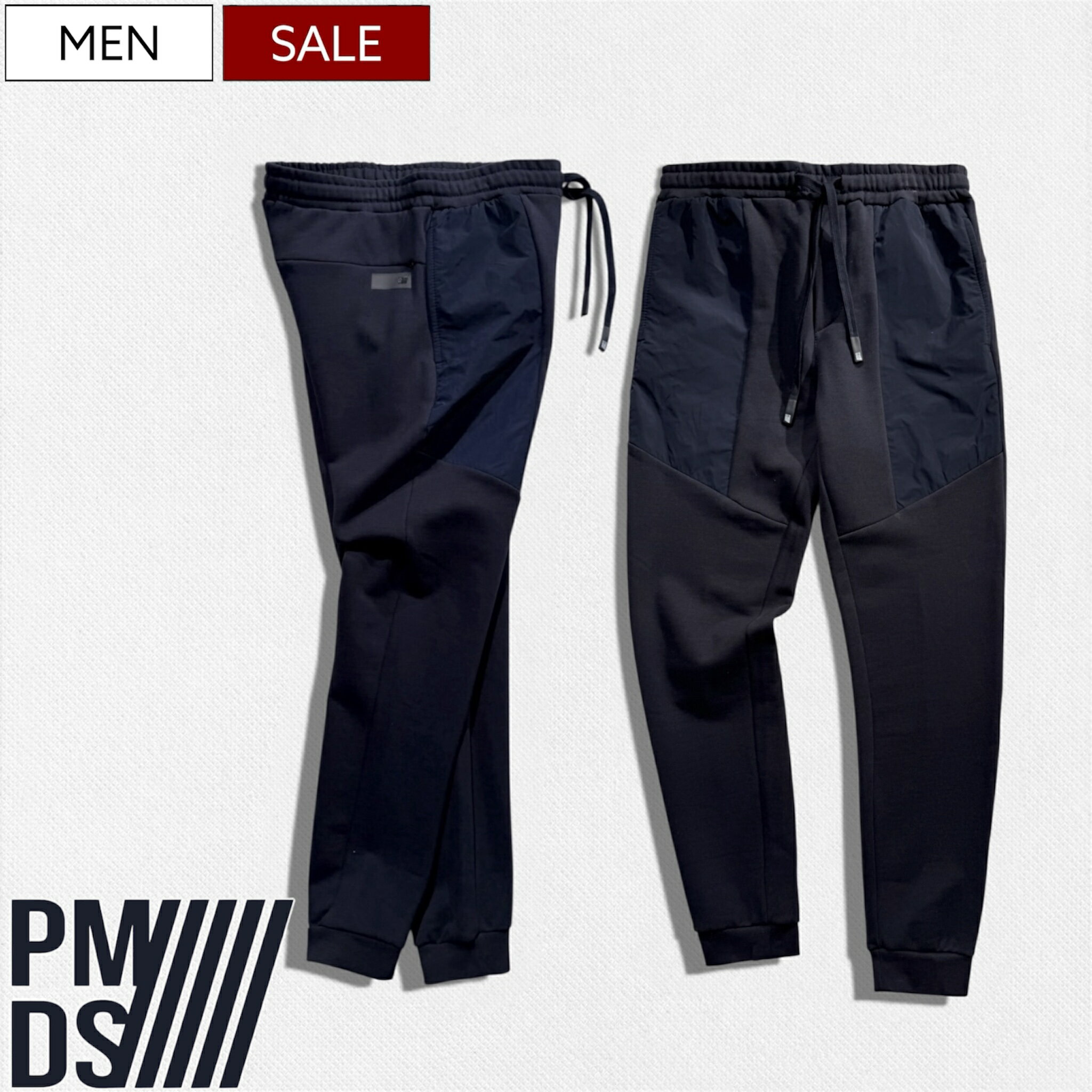 Rakuten - 【定価36,300円(税込)】PREMIUM MOOD DENIM SUPERIOR- プレミアムムードデニムスペリオール- P.M.D.S. 素材使いで大人らしい拘りを演出♪ 立体裁断で美しいシルエットで魅せるテーパードスウェットパンツ ドッキング ジャージ 異素材 裏起毛 520591264069 PMDS 伊製 メンズ