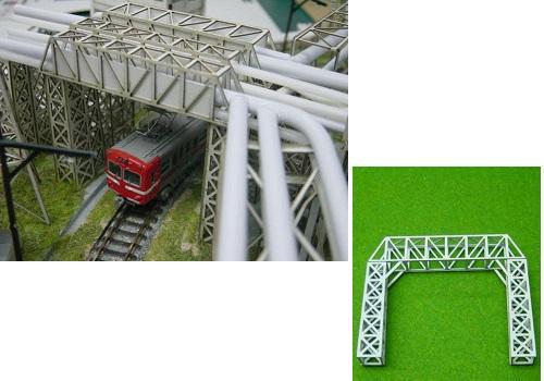 Nゲージ：β版組立キット　工場パイプラック　跨線橋型セット　タイプA
