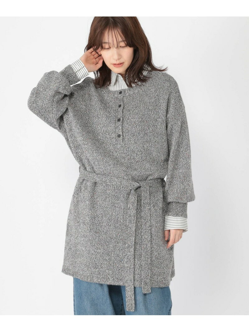 【SALE／50%OFF】5ゲージカラーネップダブルフロントニットチュニック studio CLIP スタディオクリップ トップス その他のトップス グレー ブラウン【RBA_E】[Rakuten Fashion]